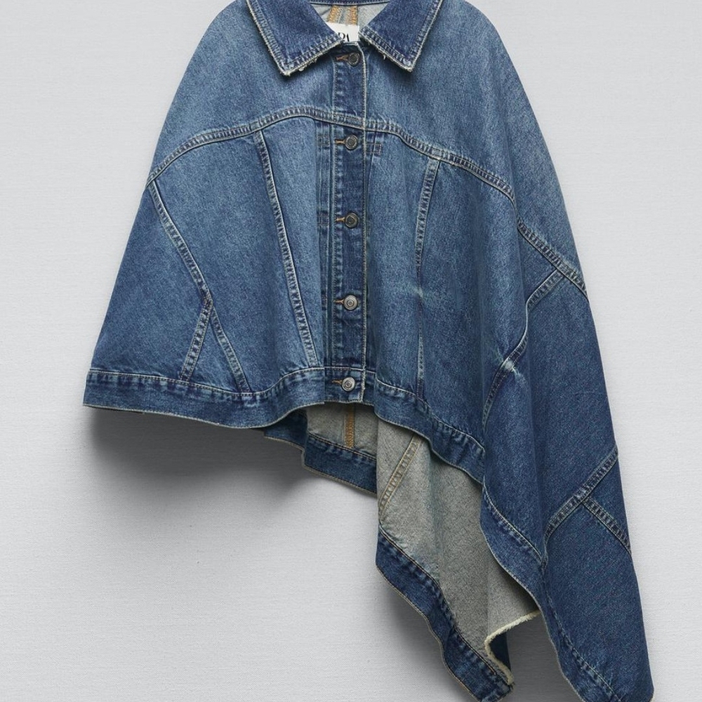 ZARA ZW ASYMMETRIC DENIM CAPE